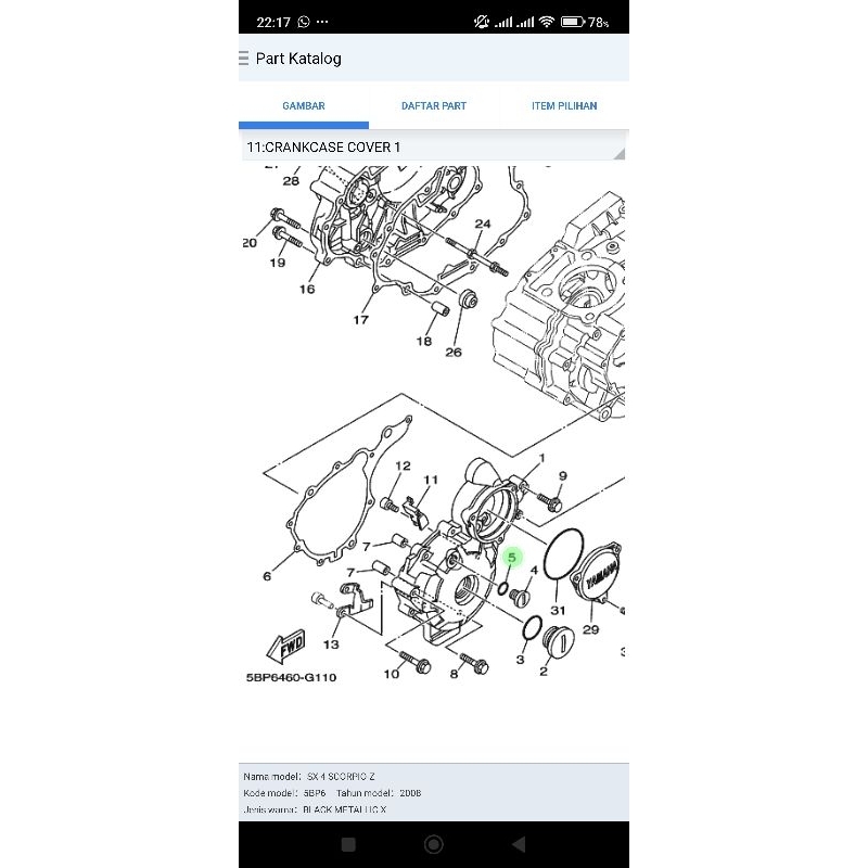 Oring tutup koin bak magnet Scorpio Original