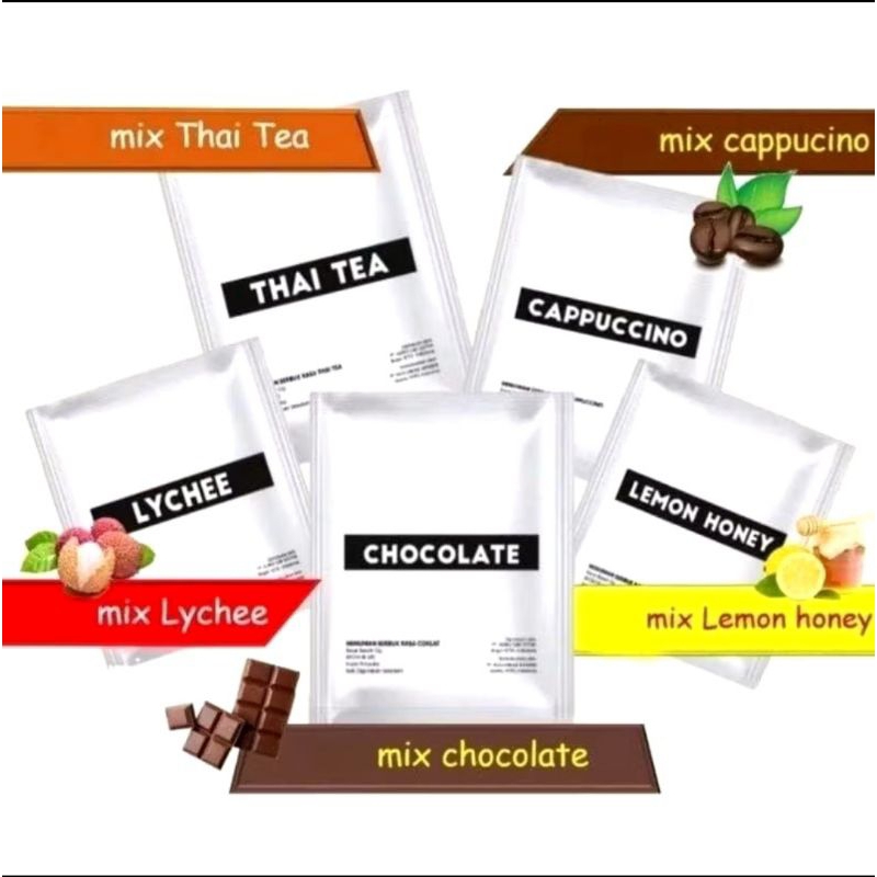 Bubuk Perasa Minuman Teh Poci Mangga, Apel, Jeruk, Blackcurrent, Lemon, Leci 1 Renceng isi 10 saset