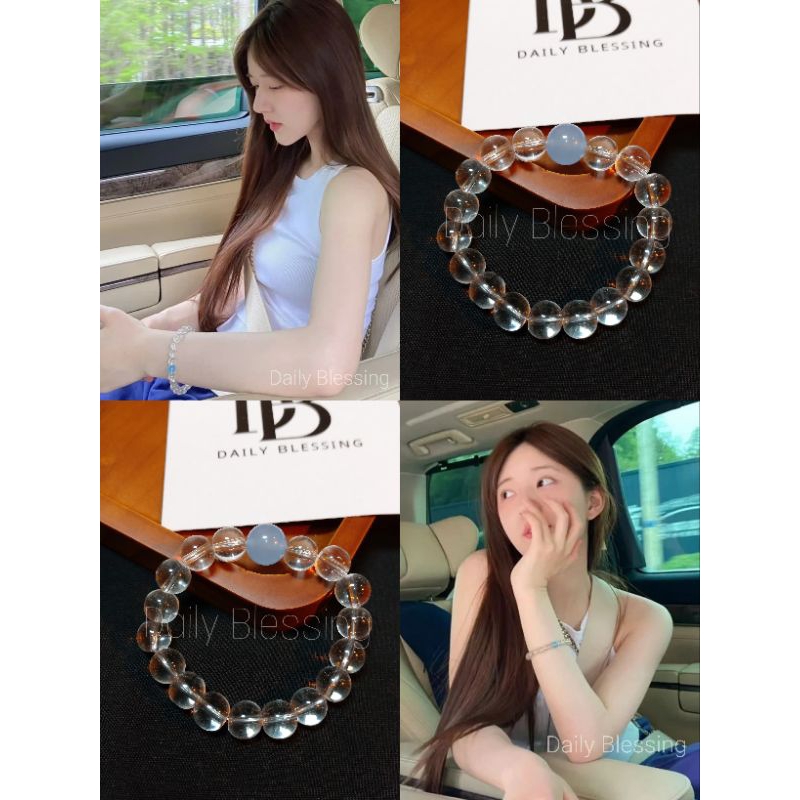 GelangDB Crystal Quartz Batu Alam Aquamarine Gelang Zhao Lusi Handmade  Gelang Manifestasi Object Ma