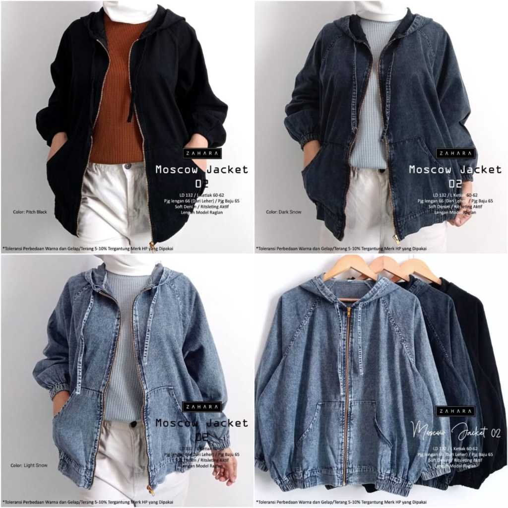 MOSCOW 02 | ld 132 | soft denim snow jeans | outer wanita jumbo oversize lengan panjang raglan