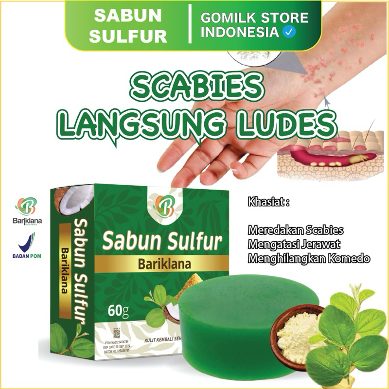 (COD) Sabun Sulfur 60gr Mengatasi Scabies Kadas Kudis Panu Kurap Eksim Sabun Gatal Sabun Panu