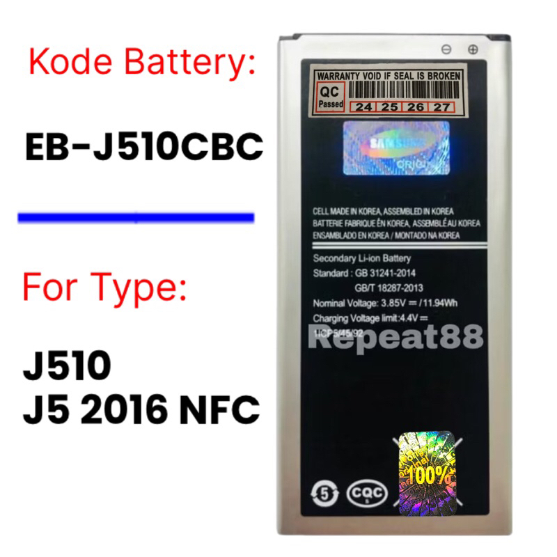 Baterai Batre Sams Galaxy J510 NFC J5 2016 J510FN Original Battery Batrai Batre J 5 , J510Fn HP