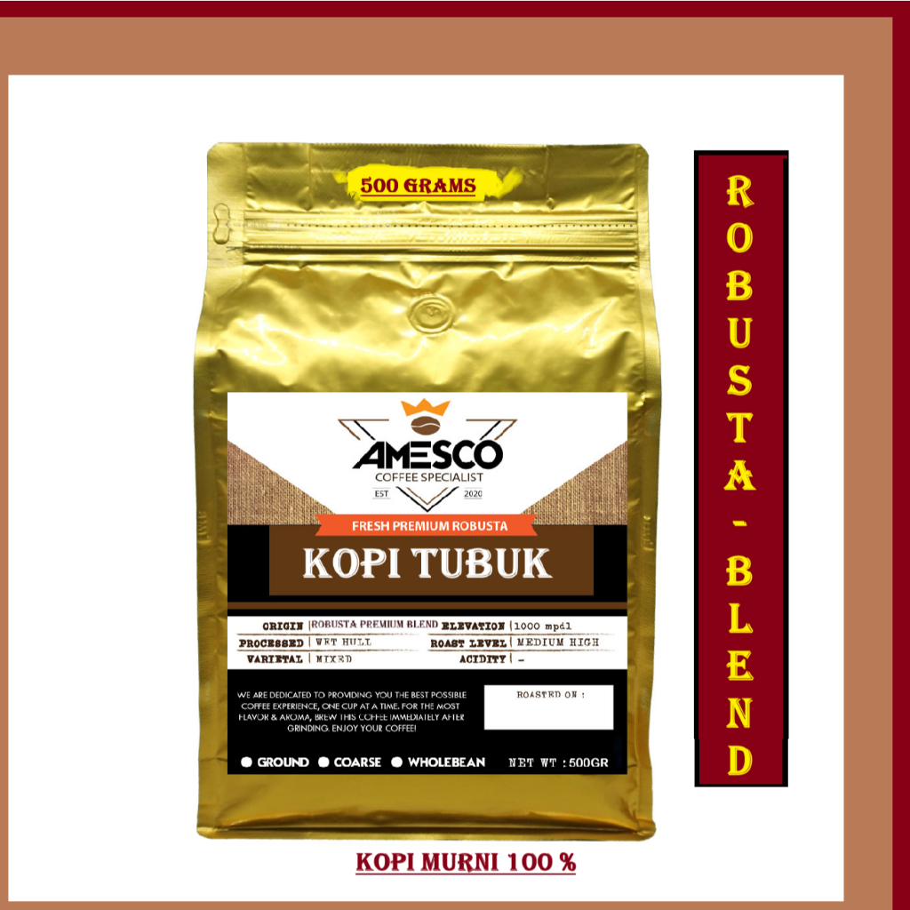 

KOPI TUBRUK 500 GR KOPI BIJI / KOPI BUBUK PREMIUM ROBUSTA BLEND | KOPI ROBUSTA TUBRUK