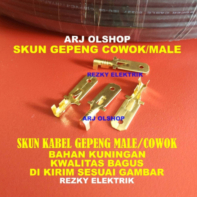 Skun Besar Male / Skun Gepeng Male Cowo- Skun Kabel/ Skun Motor/ Soket Mobil/ Kabel Skun/ Socket Mot