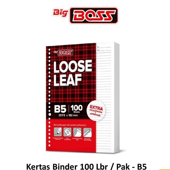 

Loose Leaf B5 100 Lembar BigBoss PREMIUM / Kertas Binder isi ulang Binder Note B5 Garis 100 lembar