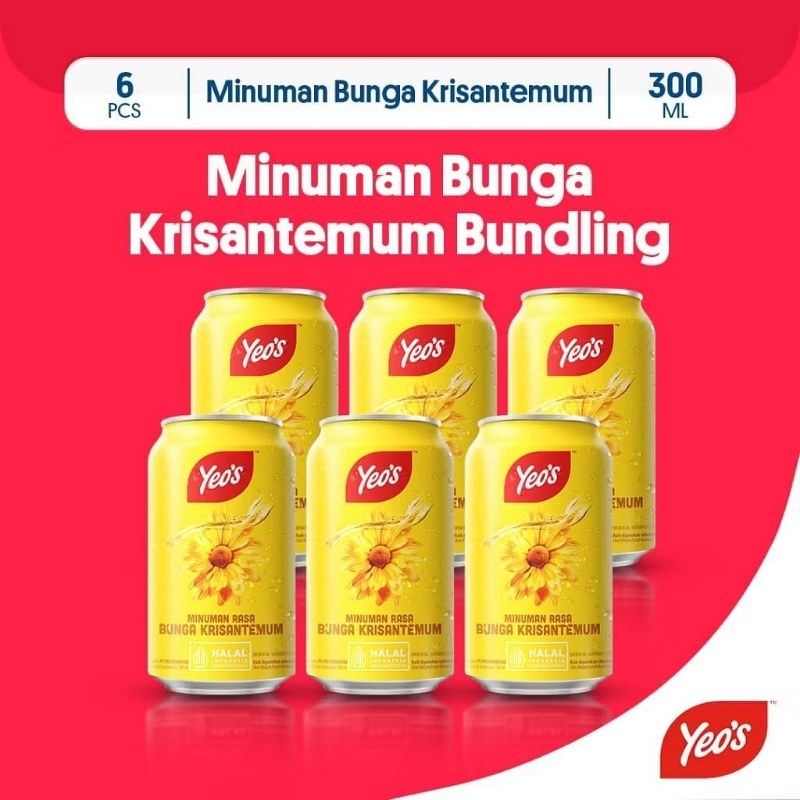 

6 PCS YEO'S 300 ML RASA BUNGA KRISANTEMUM TEA MINUMAN KALENG