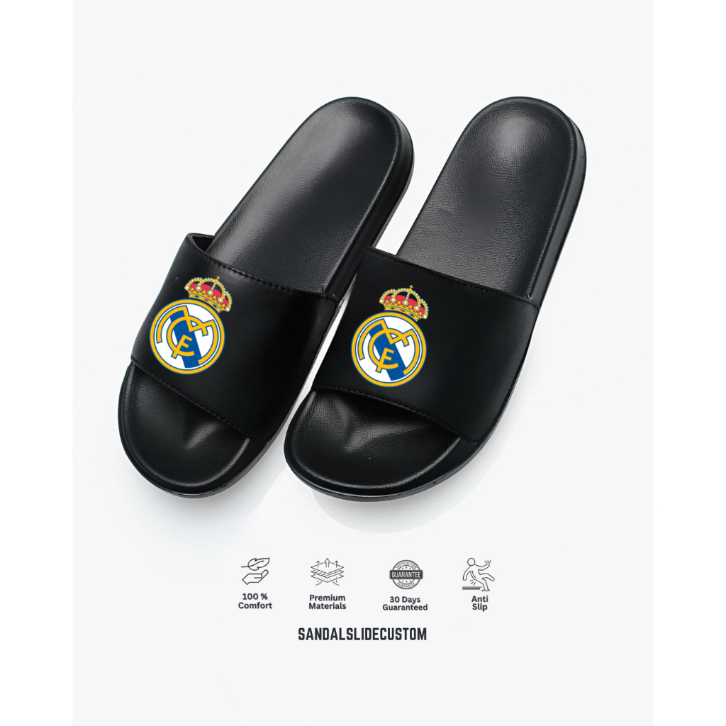 Sandal slop pria custom design REAL MADRID FC