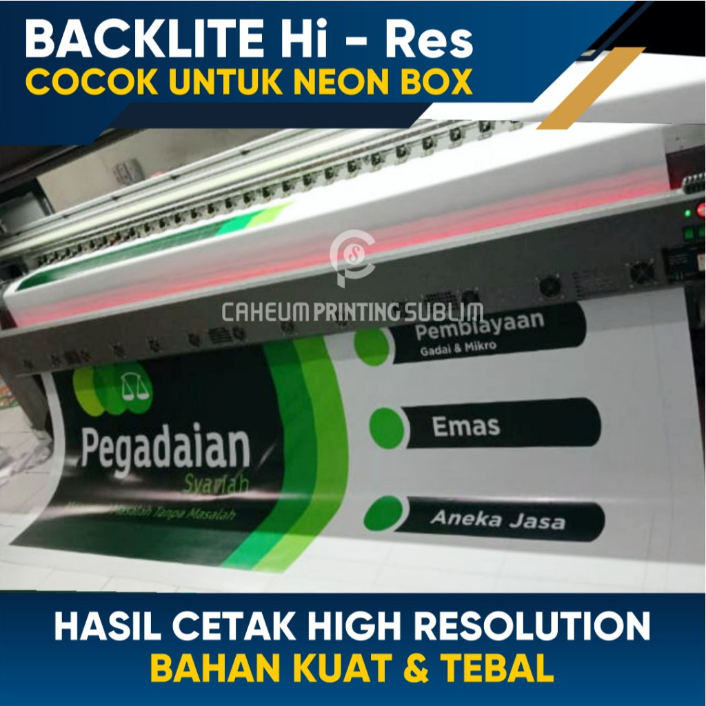 Cetak Outdoor Bahan Backlite 510 gsm, neon box - Backlite