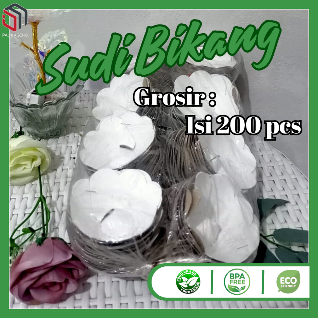sudi bikang putih polos tatakan kue bikang klepon sesajen bali tidak berlaminasi isi 25 pcs isi 200 