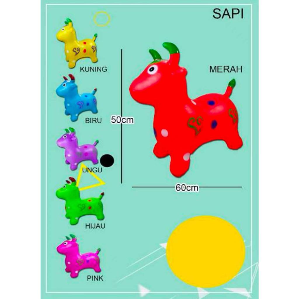 Animal Jumping Karakter Sapi / Kuda Karet Mainan Anak Jumping Musik