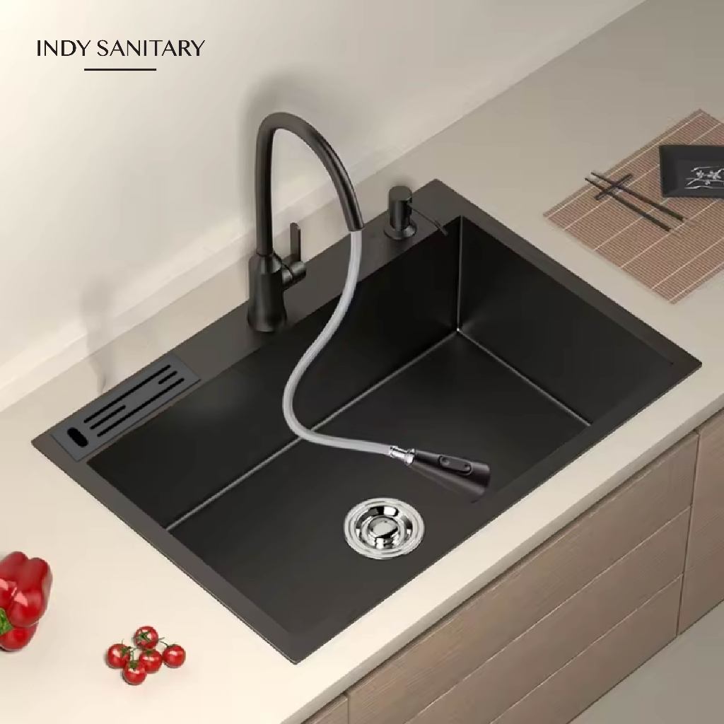 Bak Cucian Piring 7545 1 Lubang Besar Kitchen Sink Stainless SUS 304 7545 1 Lubang Original Paket Kr