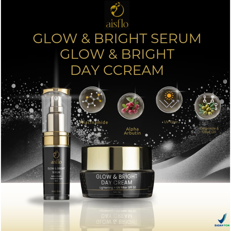 AISFLO Skincare Glow & Bright Whitening Serum & Day Cream