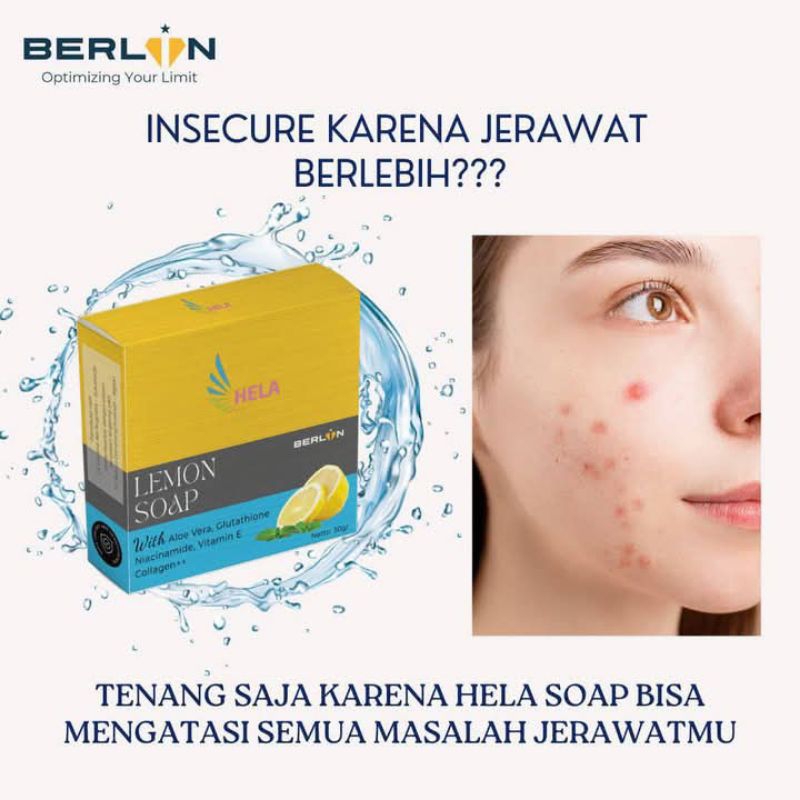 16PCS HELA LEMON SOAP BY BERLIN SABUN WAJAH EXTRA LEMON KULIT BERJERAWAT