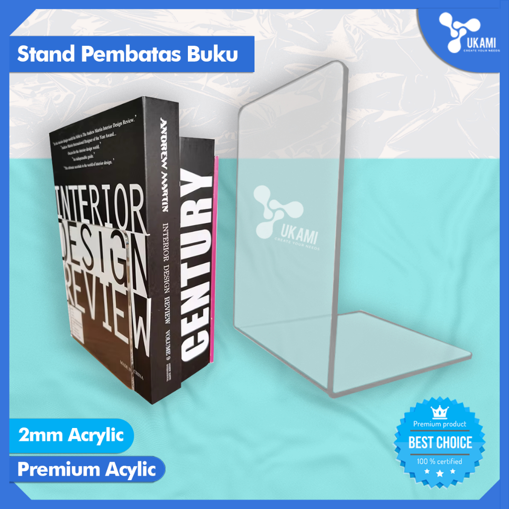 

UKAMI - Stand Pembatas Buku Akrilik - Acrylic Penahan Ganjal Book L AS3