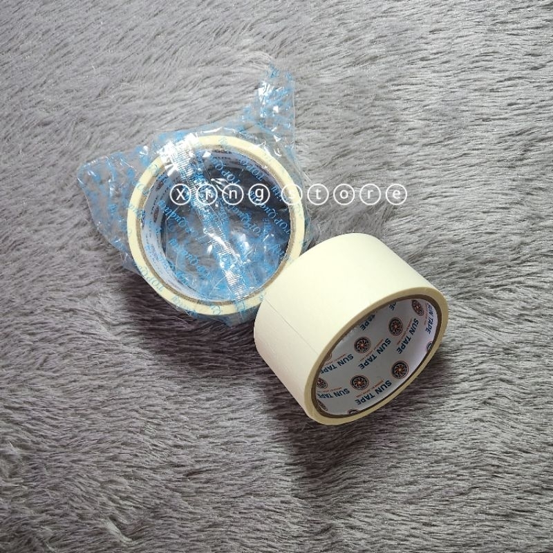lakban kertas lem kertas masking ukuran 1 inch dan 2 inch isolasi tape kertas kuning | lem kecil dan