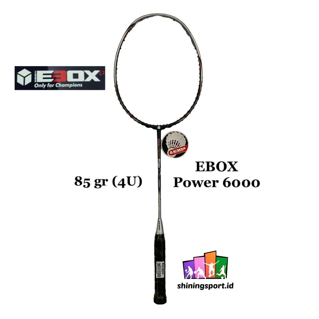 Raket Badminton Ebox Power 6000 (+ FREE TAS DOUBLE RESLETING, KAOS, SENAR EBOX RANDOM + JASA PASANG 