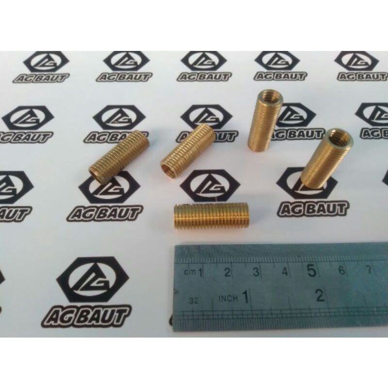 Sok Drat M8×M10 (Baut 12 × Baut 14) Kuningan Blok Mesin