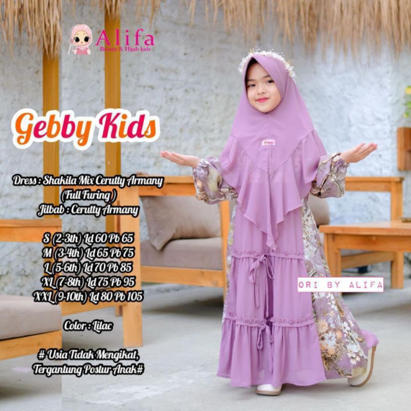 [ Alifa hijab kids Fashion ] Gebby Kids Dress Free Hijab By Alifa Kids