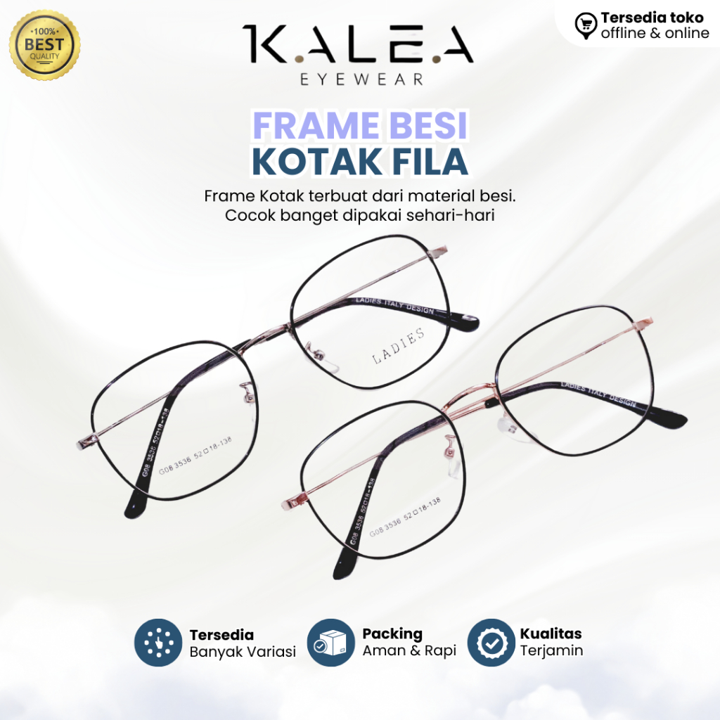 Frame Kacamata Kotak Fila Material Besi Bisa Untuk Pria dan Wanita