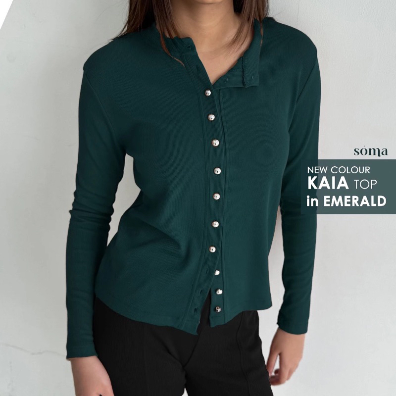 [Peloved] KAIA TOP | Atasan Knit Wanita Lengan Panjang Basic Korean Top Summer Baju Knit Kancing Rib