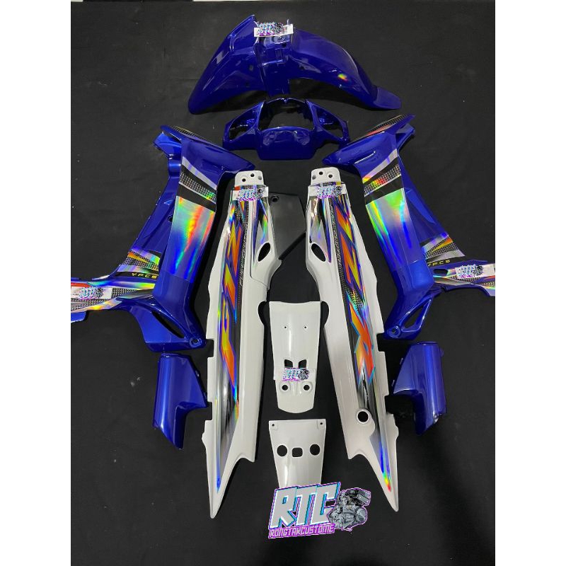 full set body halus fiz r f1zr biru putih set stiker custom 2004 hologram cover bodi fiz r f1zr biru