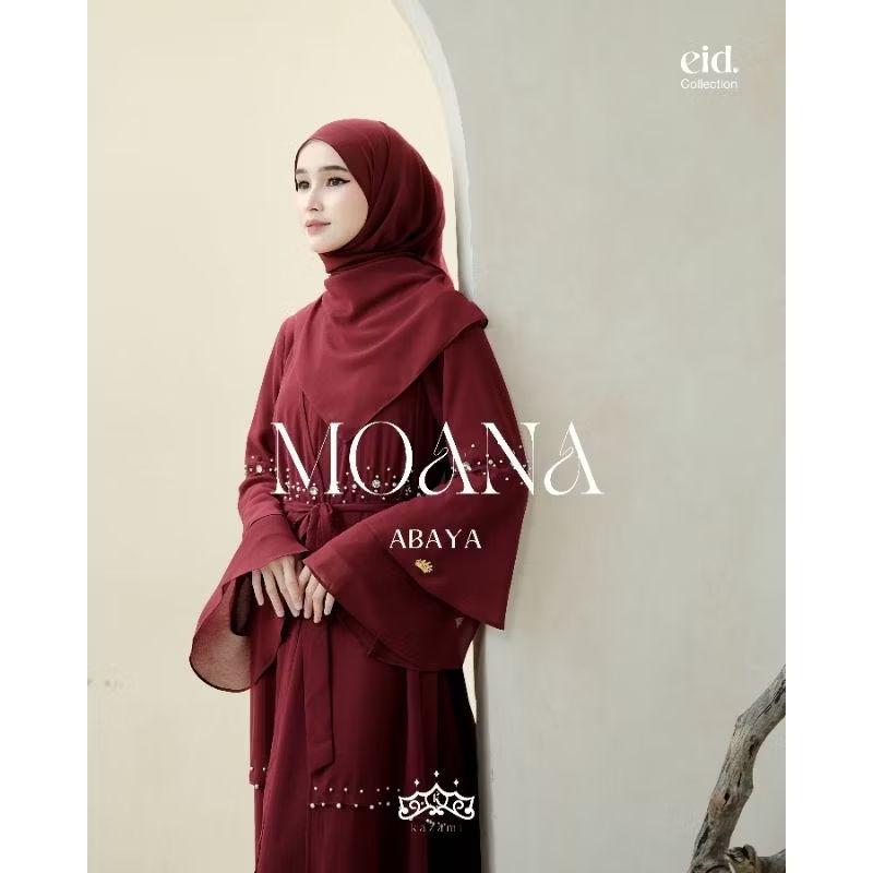 READY MOANA ABAYA SET PASHMINA MAROON BY KAZAMI