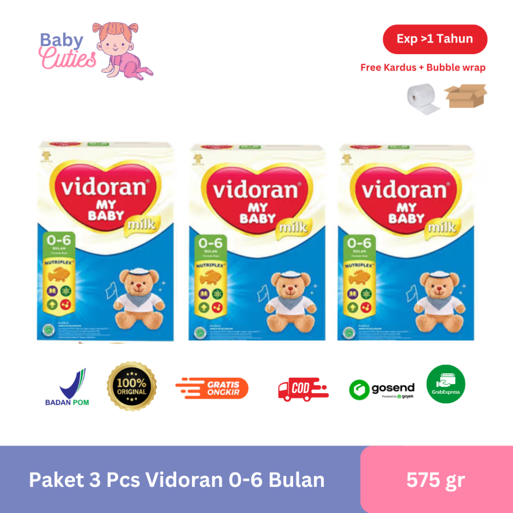 Paket 3 Pcs Vidoran 0-6 & 6-12 Bulan 575 gr - Exp Maret 2027