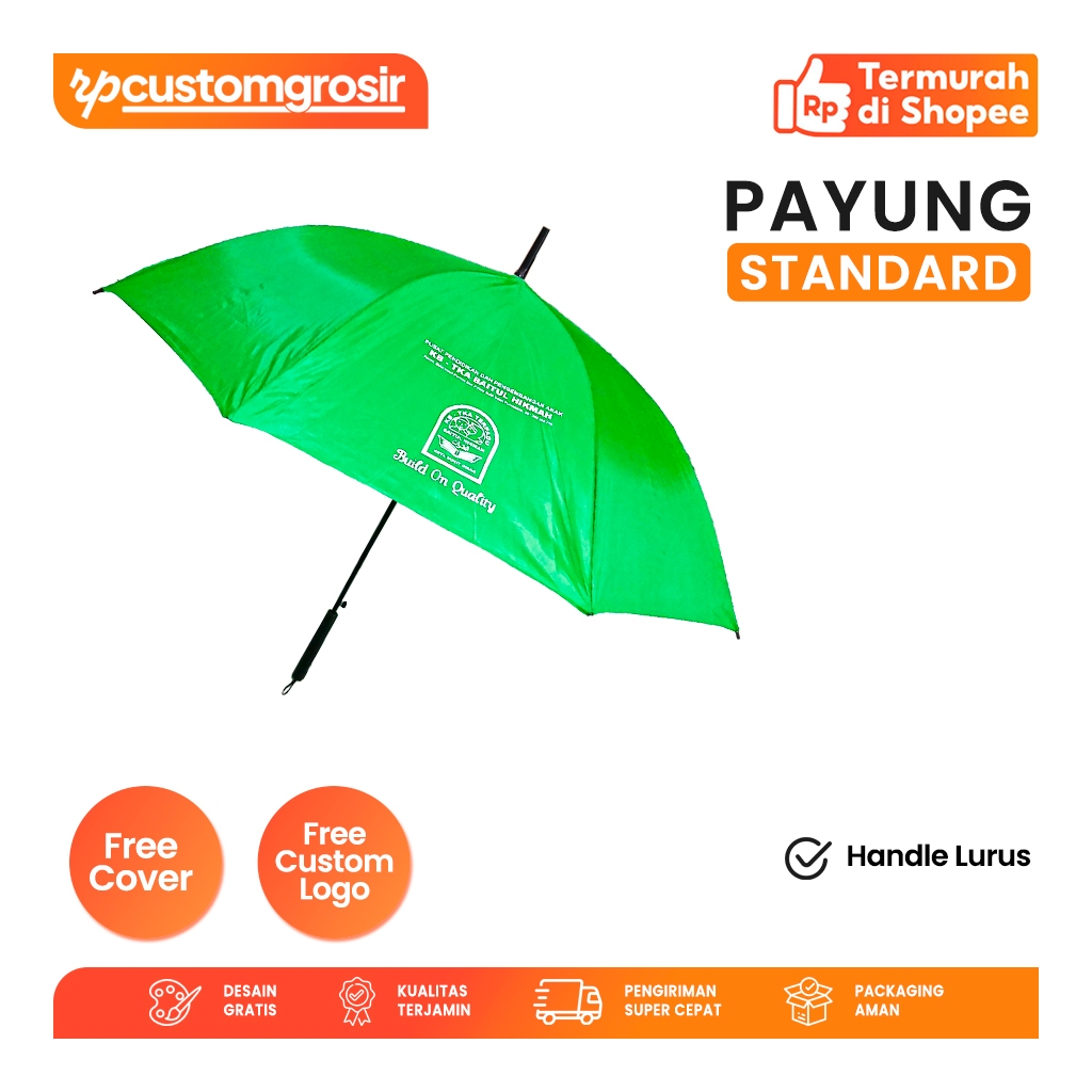 [ payung custom grosir ] payung Standar Gagang Lurus Selapis sablon 1 warna