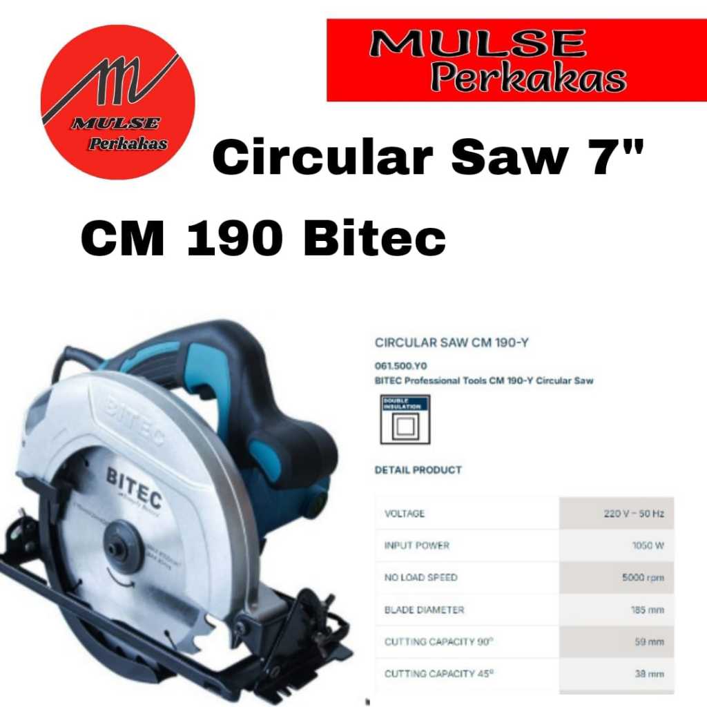 Circular Saw 7" Bitec CM 190/ Gergaji Potong Kayu Bitec