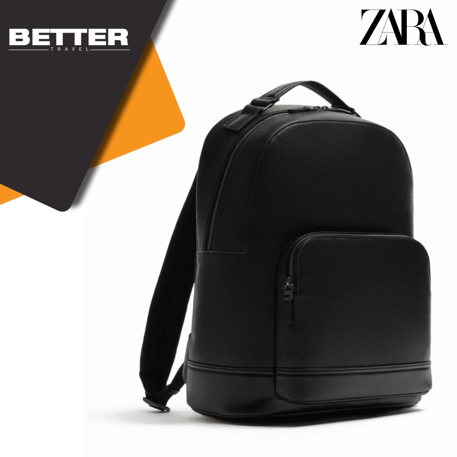 ZARA backpack pria casual formal kantor kuliah full black tas ransel original