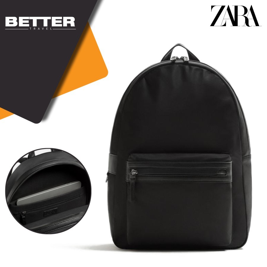 Tas backpack pria ZARA tas ransel casual laptop 13 inch original full black