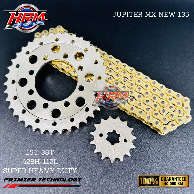 GEAR SET GIR SET RACING JUPITER MX NEW 135 SILVER GOLD 38T