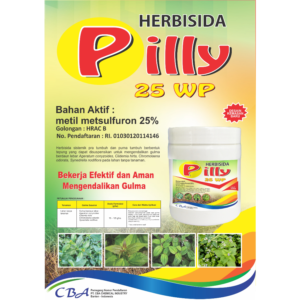 PILLY herbisida untuk campuran obat rumput sistemik dan kontak dan bisa di buat untuk Padi