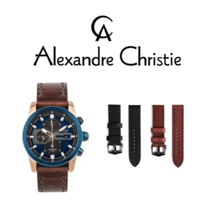 Strap Kulit Jam Tangan Alexandre Christie Type AC 6562 MC,AC 6410 MC Original
