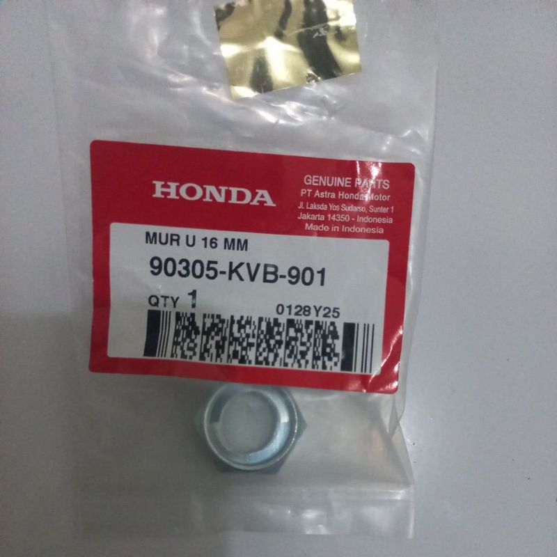 90305KVB901 – NUT U 16MM, MUR RODA BELAKANG, MUR SWING ARM ADV, BEAT, GENIO, PCX, SCOOPY,  VARIO FI 
