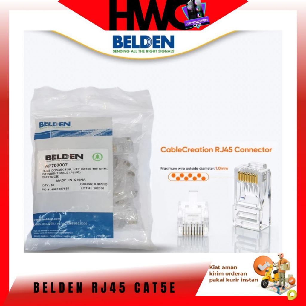 Belden Konektor RJ45 Cat5e Eceran 1Pcs / Connector UTP Cat5e