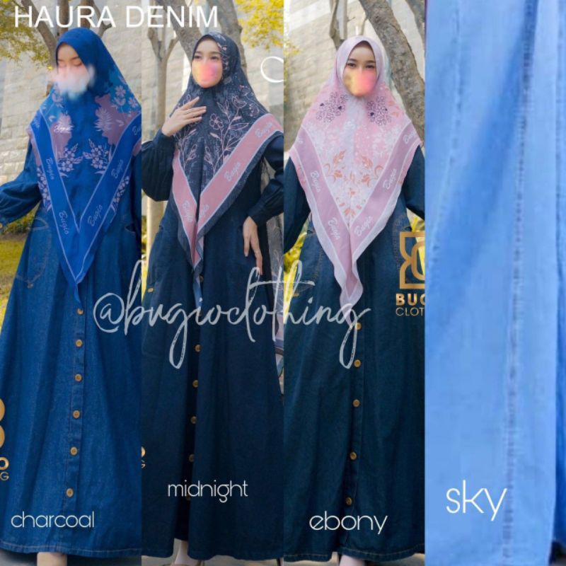 GAMIS HAURA DENIM BY BUGIO (GAMIS ONLY) // GAMIS JEANS DENIM SYARI POLOS
