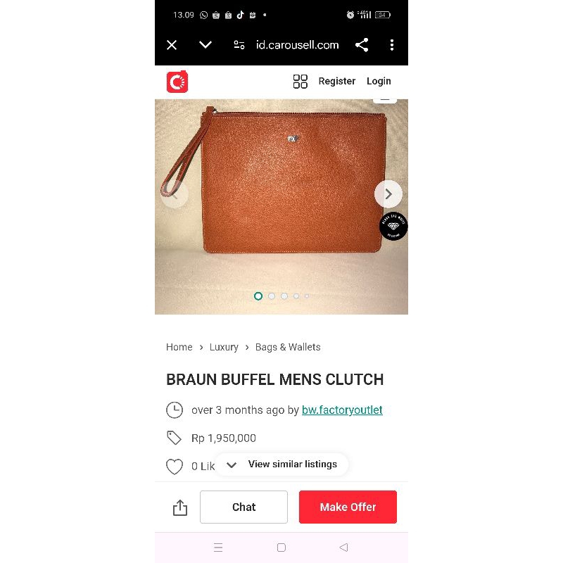 Braun buffel original dompet kartu