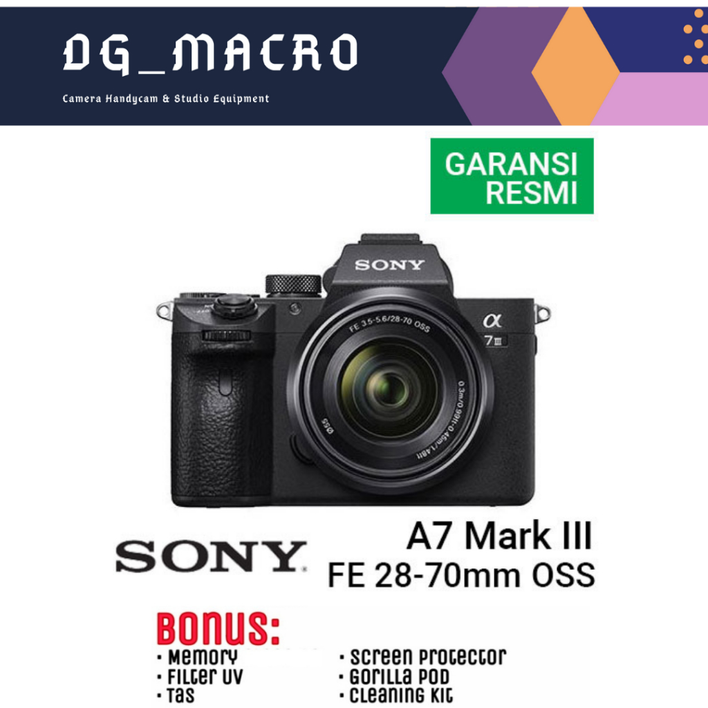 Sony Alpha A7 III / A7 Mark III / A7III Kit FE 28-70mm Garansi Resmi