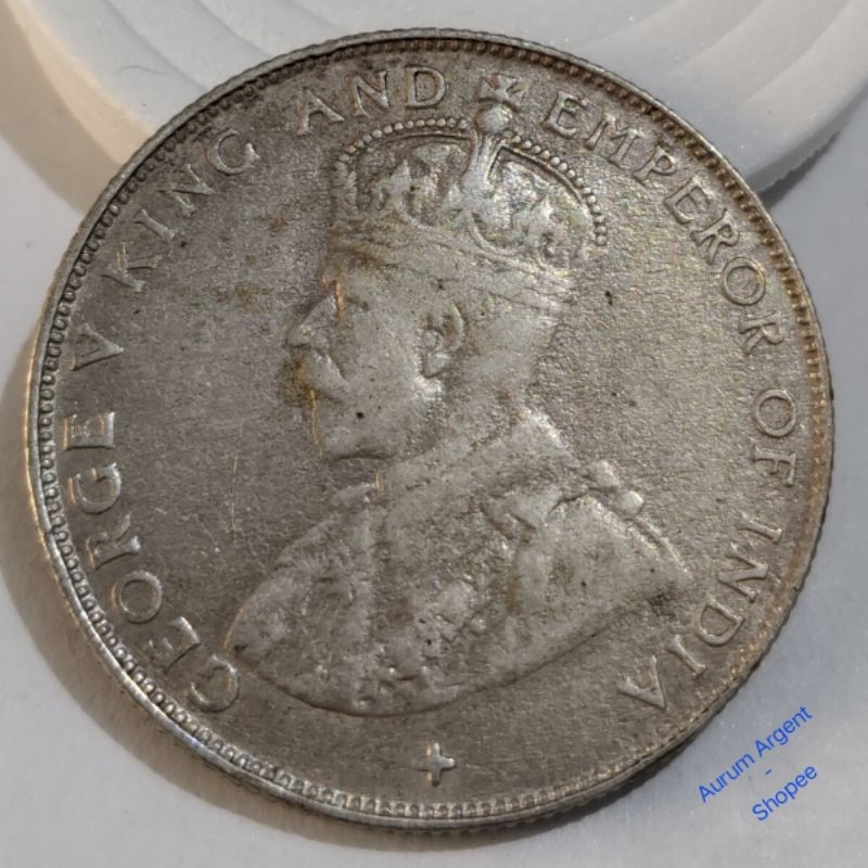 Z.233-- 1 PC KOIN PERAK KUNO ASLI 50 CENTS GEORGE V STRAITS SETTLEMENTS TH 1921. -- SILVER COIN --