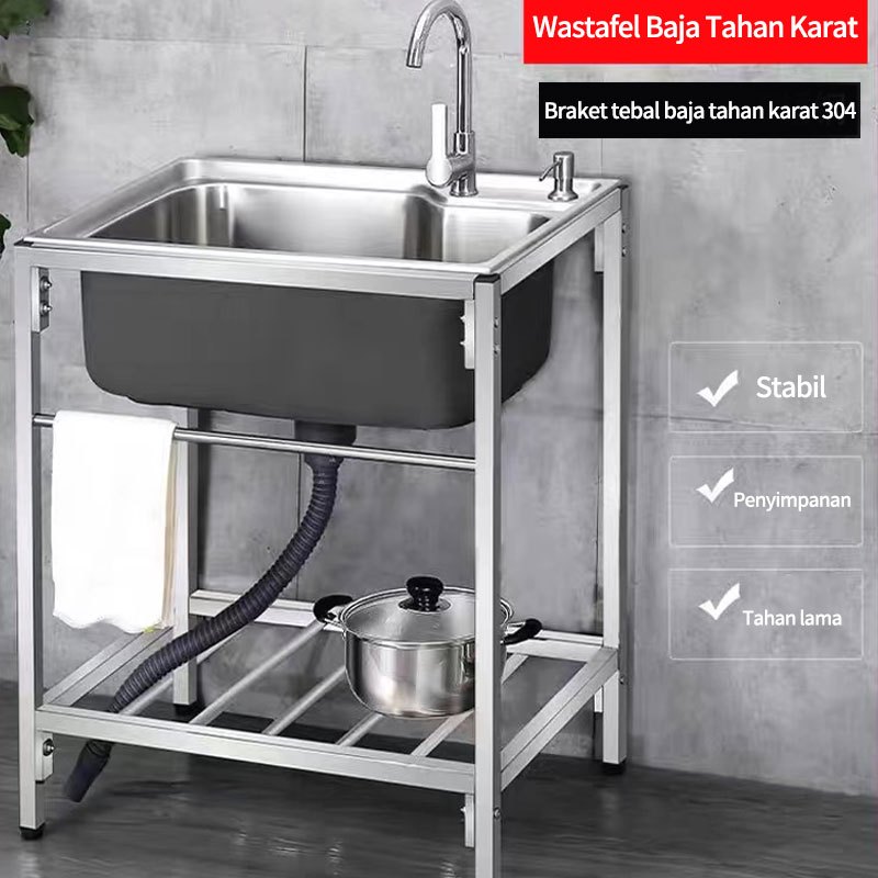 Stainless Steel 7540 meja cuci piring SUS 304 Bak  Kitchen sink Modern Kitchen Sink rak kompor dan w