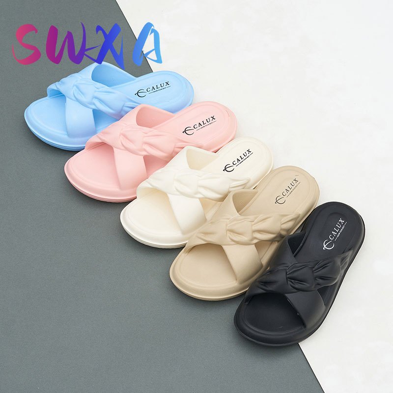SWXA 2025 Sandal Wanita Lovely Terbaru Sandal Wanita Tali Kerut Style Korea Wedges Hits Kekinian