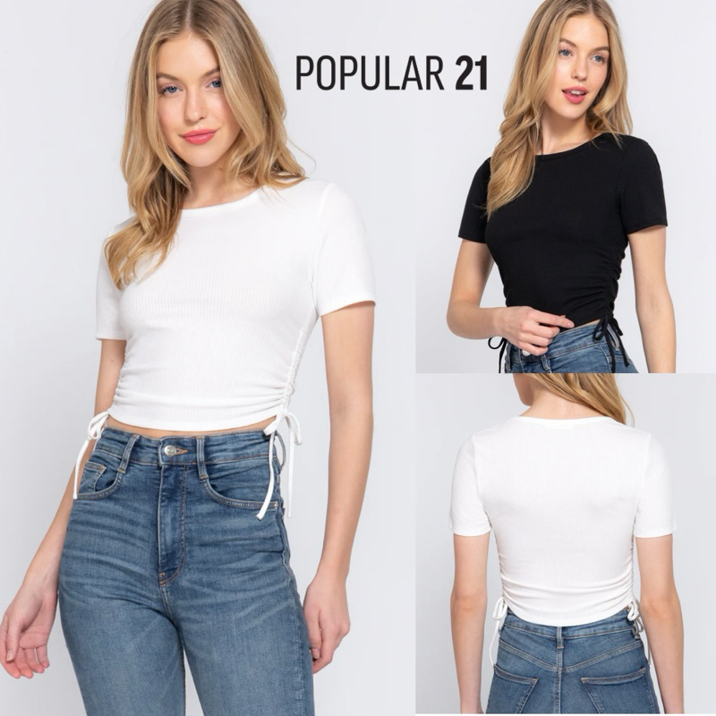 POPULAR 21 Kaos Kerut Tepi | Side Ruched Top