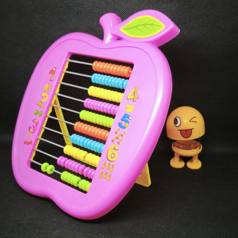 Sempoa Apel Edukatif Anak TK/SD – Plastik Warna-Warni & Karakter Lucu – Mainan Belajar Berhitung Ter