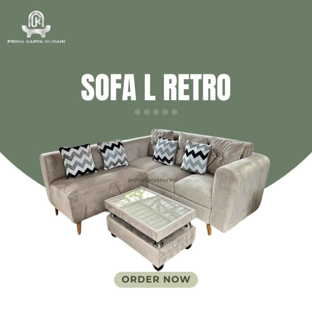 SOFA L RETRO MINIMALIS TERMURAH TERLARIS CIREBON INDRAMAYU MAJALENGKA KUNINGAN TEGAL BREBES PEKALONG