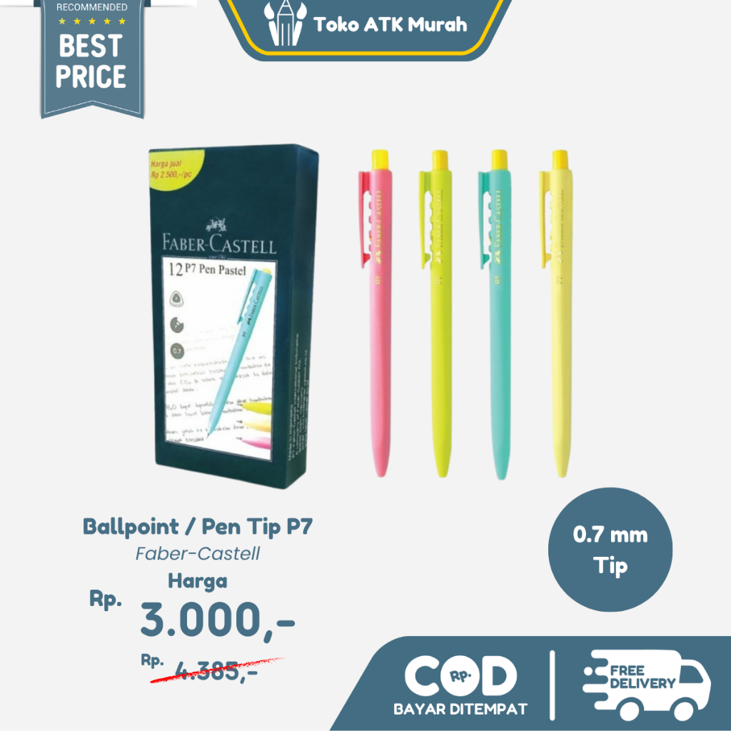 

Pulpen Tip Faber-Castell Ballpoint Pen P7 Pastel 0.7 mm