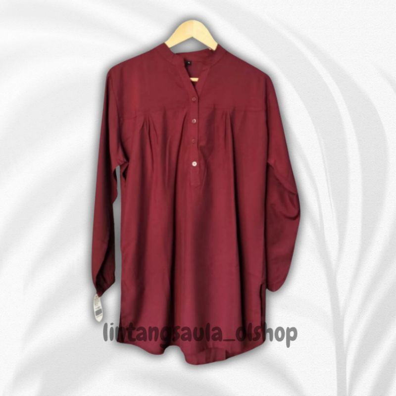 Blouse Polos Viscose Jumbo Maroon terang