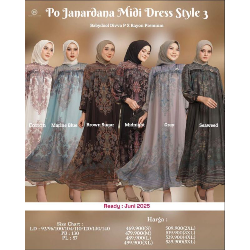 JANARDANA DRESS STYLE 3 Famset Gamis Couple by Nadheera Luxury