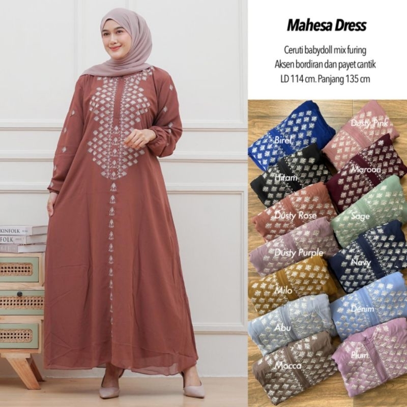 MAHESA DRESS CERUTI BABYDOLL / Dress Ceruti bordir / Dress Mewah / Dress Lebaran