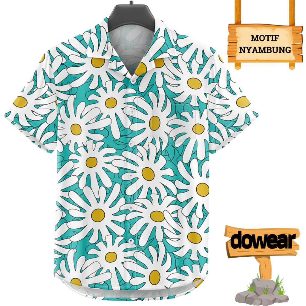 Dowear Baju Kemeja Motif Kekinian Cowok Cewek Bali Pantai Surfing Hawai Jumbo 559 GANGGA LAUT